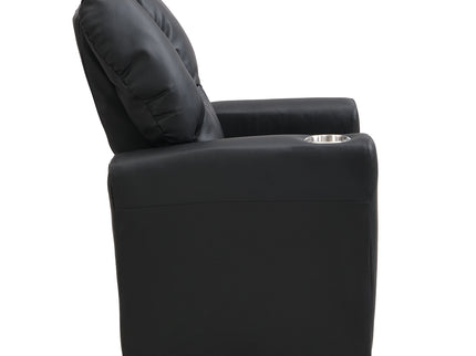 Sally Deluxe Kids Recliner Chair With Cup Holder - Black