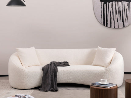 Curved 3 Seater Sofa For Living Room - White