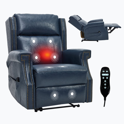 Manual Recliner Chair With Heavy Duty Motion Mechanism, 8 Vibrating Nodes And 3 Massage Modes For Living Room