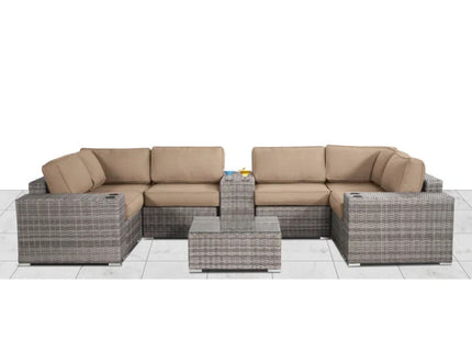 Modern Patio Rattan Sectional Set With Cushions