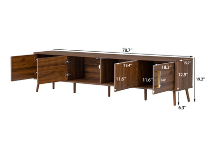 TV Stand For TVs Up To 85" With Fluted Door, Cable Management, Soft-Closing Hinges - Walnut