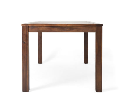 Acacia Wood Outdoor Dining Table With Slatted Top - Dark Brown
