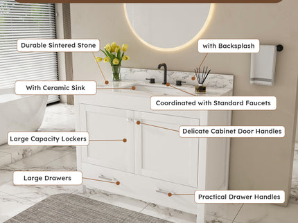 43" Bathroom Vanity Multi Functional Cabinet - White