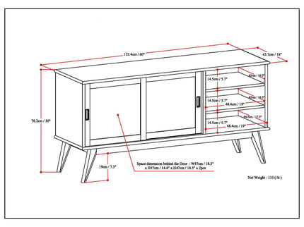 Draper - Handcrafted Mid Century Low TV Media Stand