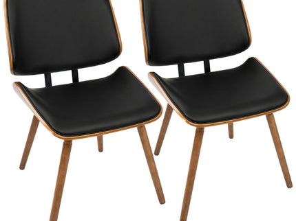 Lombardi - Mid-Century Modern Dining / Chair (Set of 2) - Walnut / Black