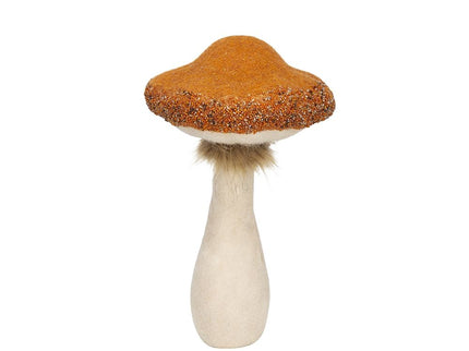 Mushroom Holiday Ornament, For Harvest Festival Fall Festival & Thanksgiving Table Decorations (Set of 2) - Beige / Orange