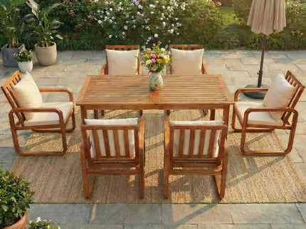 7 Piece Outdoor Patio Dining Set With Removable Cushions