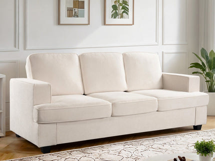 Modern Sofa, Comfortable 3 Seater Couch With Deep Seating, Loose Back Cushions, Wide Arms