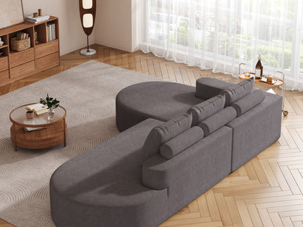 Modern Curved Sofa, L-Shaped Modular Sectional Set With 3 Pillows