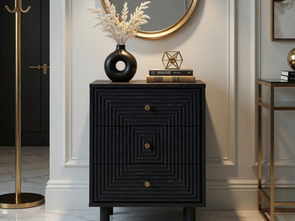 3 Drawer Nightstand - Black - Wood
