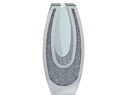 U - Shaped Floor Vase With Shattered Diamond Mirror Surface