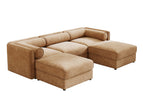 Light Brown / 3 Pc. 3 Seater Sectional, 2 Ottomans