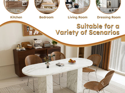 Oval Dining Table With Wood Strip Base