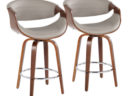Symphony - Mid Century Modern Fixed Height Counter Stool & Swivel With Round Footrest (Set of 2)