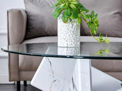 Modern Round Glass Coffee Table With Tempered Glass