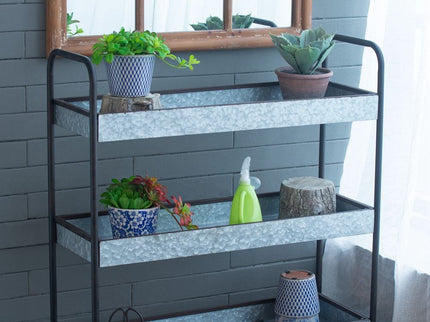 Homestead Galvanized Shelf Display 3 Tier - Metallic Gray
