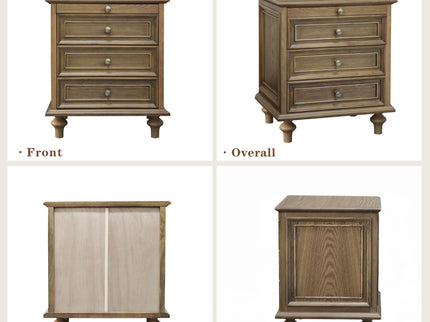 Nightstand With 4 Drawers With Hidden Pull Out Shelf - Light Brown