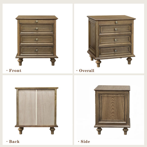 Nightstand With 4 Drawers With Hidden Pull Out Shelf - Light Brown