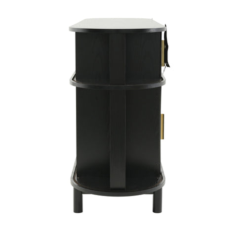 Fluted Sideboard Buffet Cabinet With Sliding Doors And Adjustable Shelves