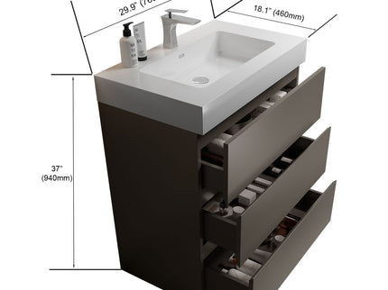 Alice - Bathroom Vanity With Sink, Large Storage Freestanding Bathroom Vanity For Modern Bathroom, One-Piece Sink Basin Without Drain And Faucet