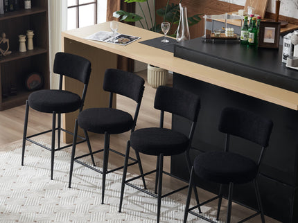 Modern Teddy Fabric Upholstered Bar Stools - Legs