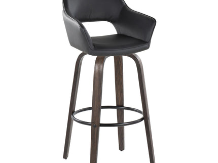 Mustang - Contemporary Fixed Height Barstool With Swivel With Round Footrest (Set of 2)
