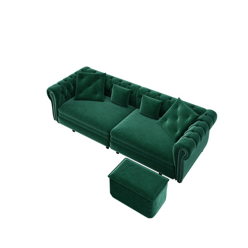3 In 1 Convertible Sleeper Sofa Bed With Movable Ottoman
