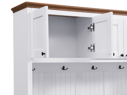 Entryway Hall Tree With Storage Bench, Coat Rack Shoe Bench With Cabinets