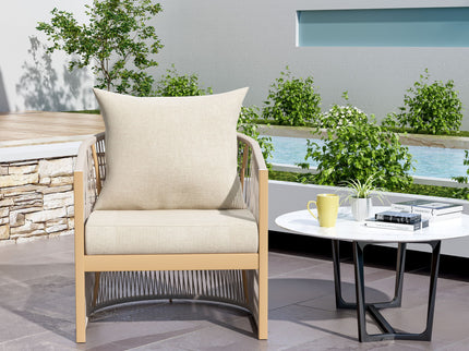 Modern Curved Aluminum Lounge Chair With Stylish Rope Weave Design And Cushioned Comfort For Outdoor