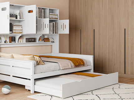 Daybed With All-In-One Cabinet And Shelf