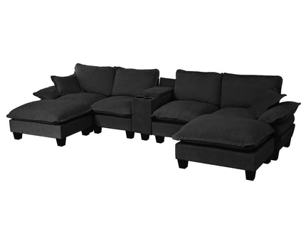 Modular Cloud Couch Sofa With Cup Holders & Storage, USB Port