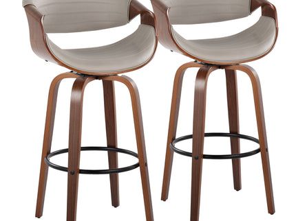Symphony - Mid Century Modern Fixed Height Barstool With Swivel With Round Footrest (Set of 2)