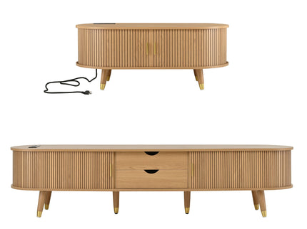 TV Stand & Coffee Table Set With Charging Station