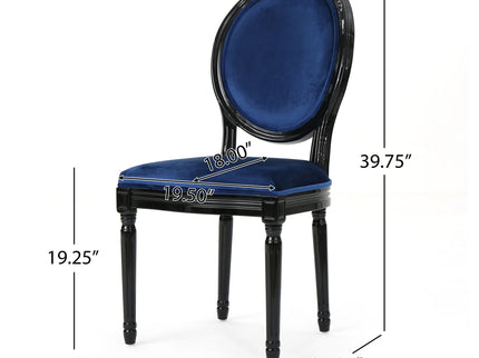 French Country Inspired Dining Chair With Iconic Round Backrest - Navy Blue