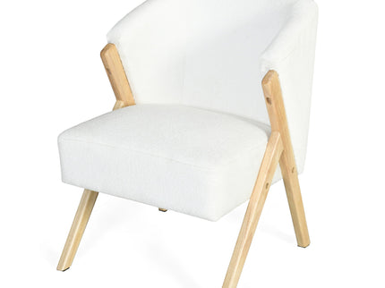 Modern Accent Chair With Polyester Upholstery And Minimalist Lounge Chair For Living Room, Bedroom, Or Office - White