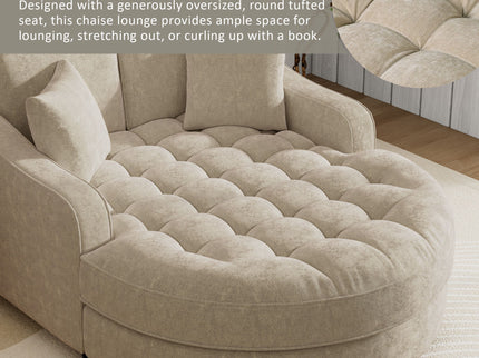 Modern Chaise Lounge Upholstered Sofa Couch With Tufted Seat And Detachable Pillows For Living Room