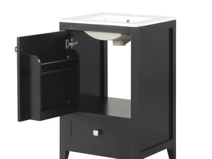 20" Bathroom Vanity With Sink Cabinet With Soft Closing Door, Drawer & Storage Rack - Black