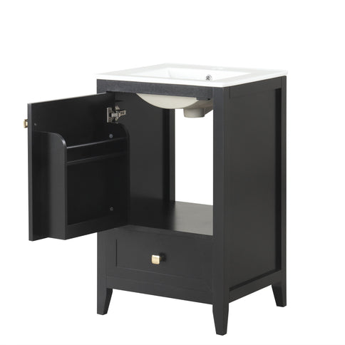 Bathroom Vanity With Sink, Soft Closing Cabinet Door, Storage Rack And Drawer