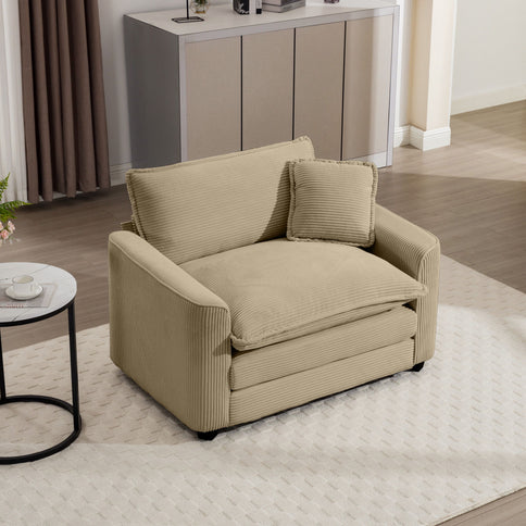 Modern Classic Fabric Single Chair Deep Seat Sofa With Pillow