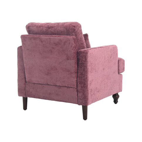 Modern Mid Century Wood Frame Armchair With Tufted Design