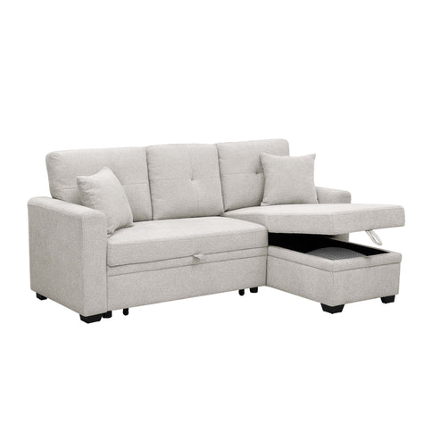 Upholstered Sectional With Pull Out Bed And Chaise Storage