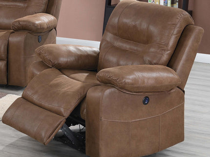 1 Piece Single Power Recliner Pillow Top Arms Cushion Back With USB Port - Dark Brown