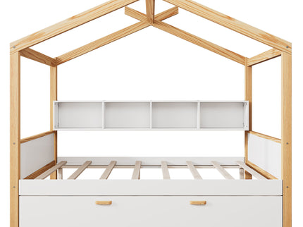 House Bed With Bookshelf Storage