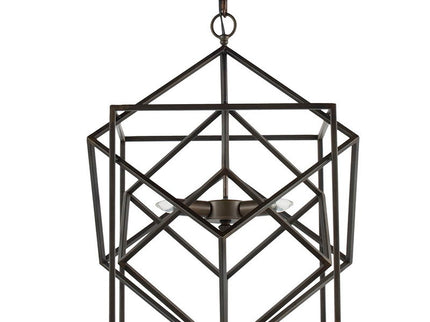 3 Light Metal Chandelier, Hanging Light Fixture With Adjustable Chain For Kitchen, Bulb Not Included - Black