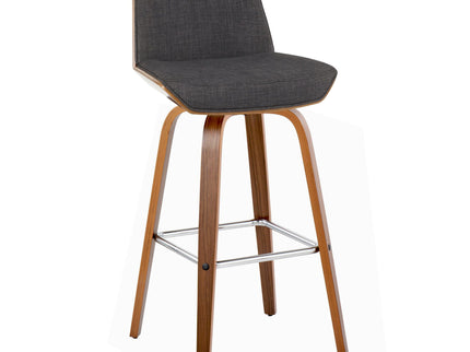 Corazza - Mid Century Modern Fixed Height Barstool With Swivel With Square Footrest (Set of 2)