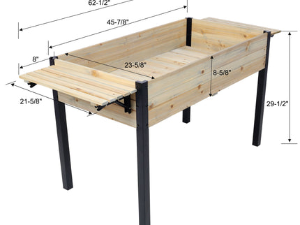 Raised Garden Bed With Metal Legs And Folding Storage Shelf
