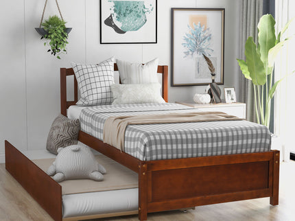 Platform Bed Wood Bed Frame With Trundle