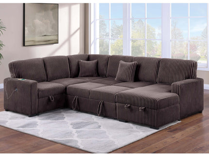 Convertible Sectional Upholstered Sleeper Sofa With Storage Chaise