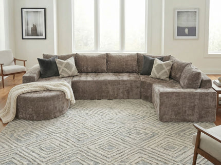 Modular Cloud Sectional Sofa Set, U-Shaped Upholstered Couch With Deep Seat