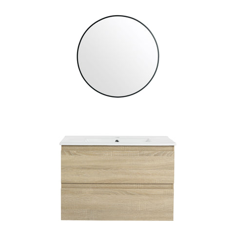 Wall Mounted Bathroom Vanity & Sink, 2 Soft Close Drawers